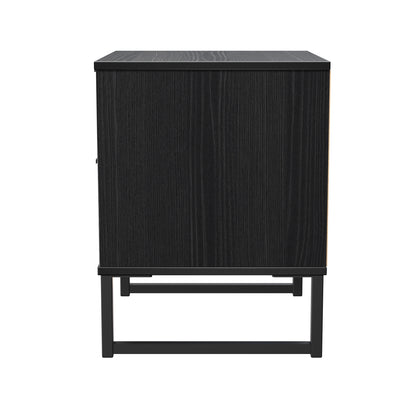 Fluted Bedside Table Black 2 Drawers 60cm