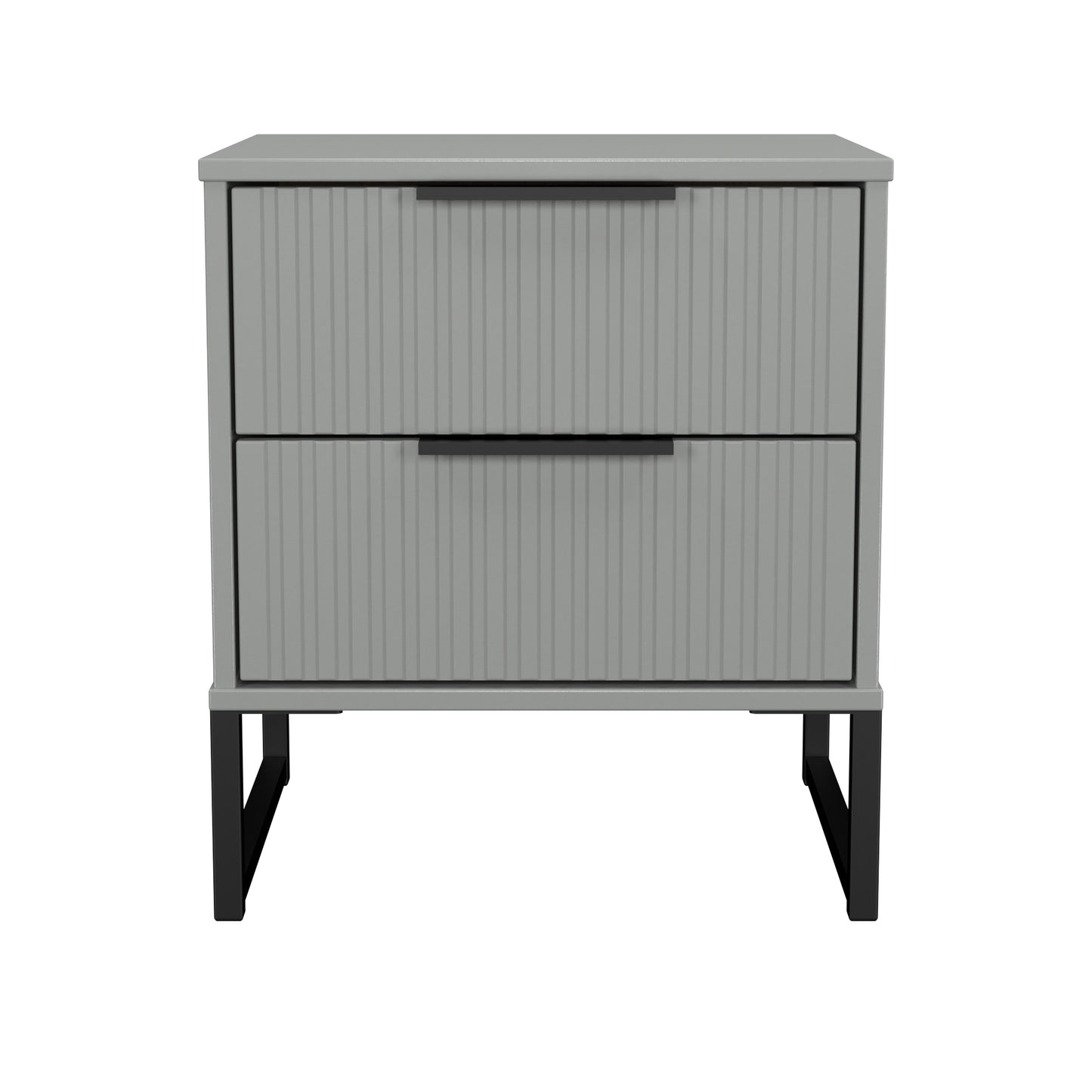 Fluted Bedside Table Grey 2 Drawers 60cm
