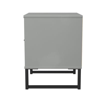 Fluted Bedside Table Grey 2 Drawers 60cm