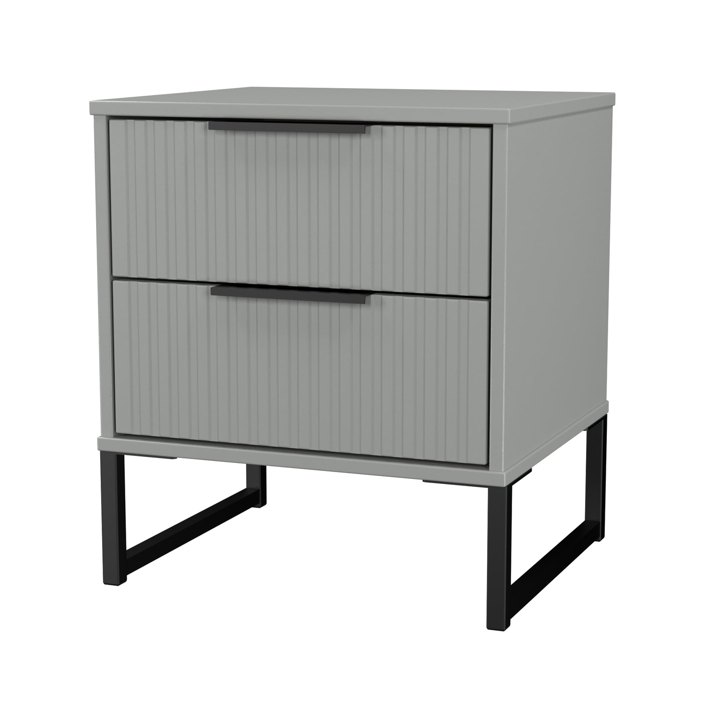 Fluted Bedside Table Grey 2 Drawers 60cm