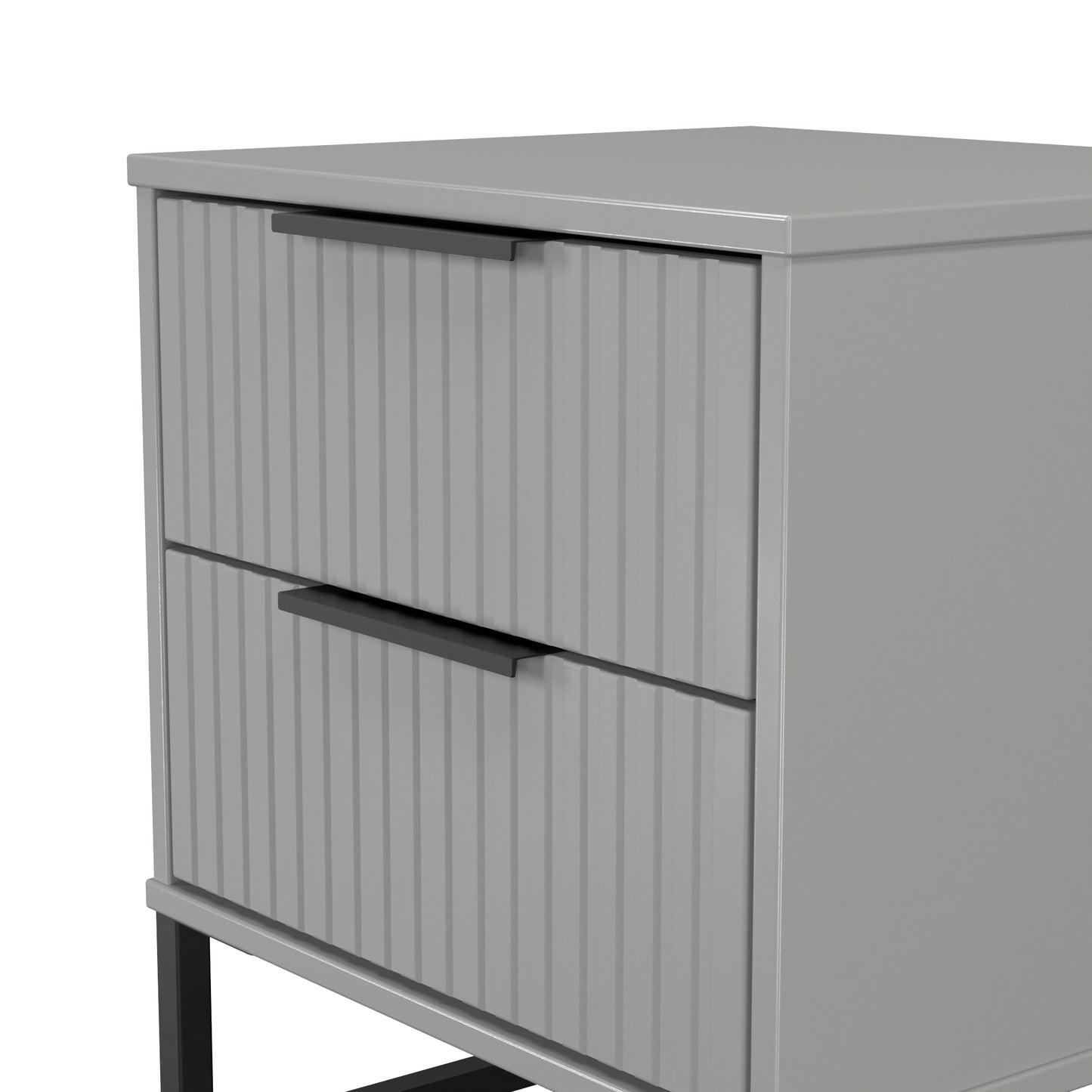 Fluted Bedside Table Grey 2 Drawers 60cm