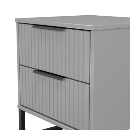 Fluted Bedside Table Grey 2 Drawers 60cm
