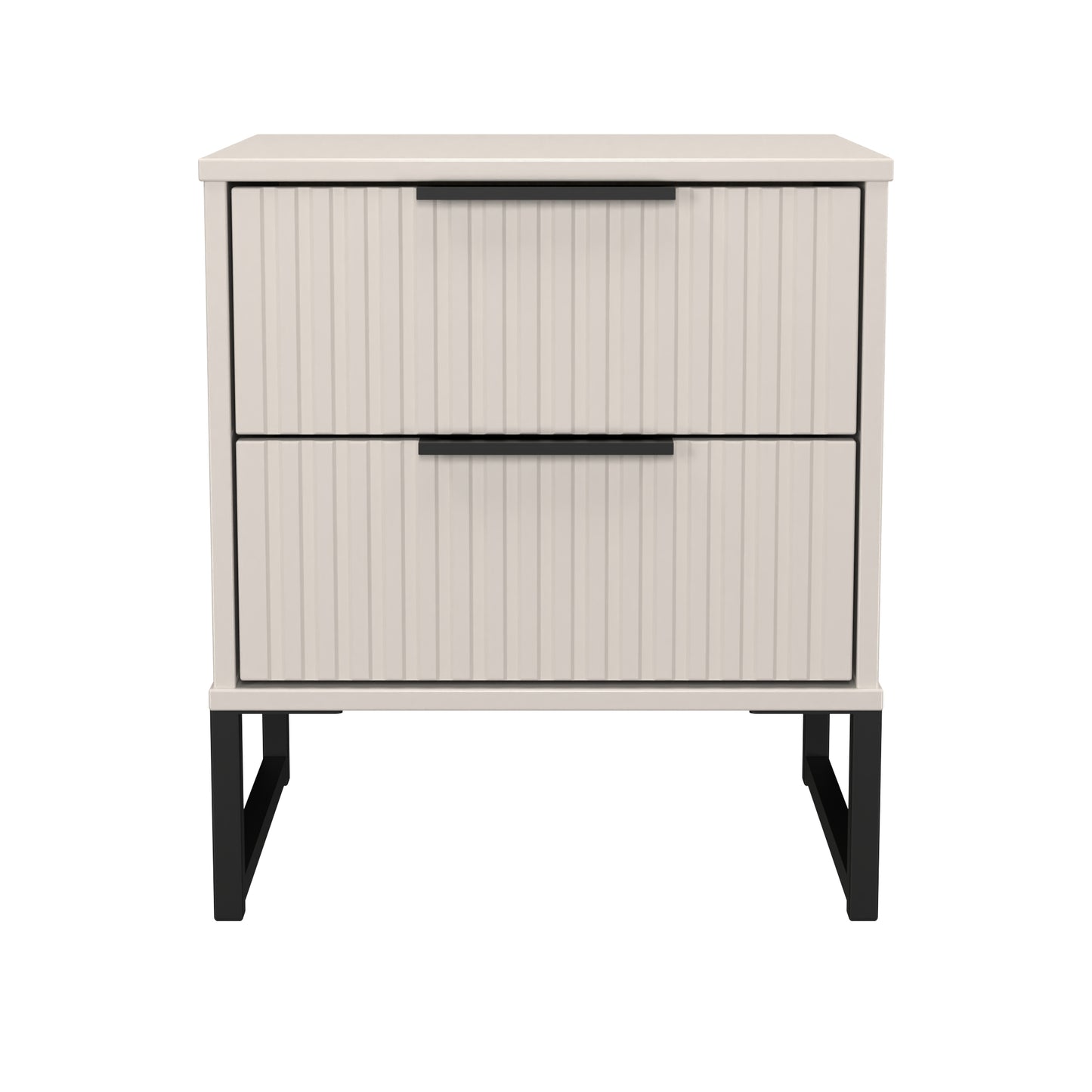 Fluted Bedside Table Off-White 2 Drawers 60cm