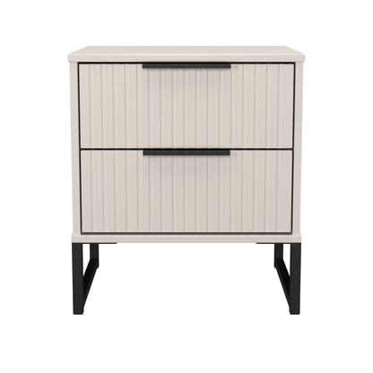 Fluted Bedside Table Off-White 2 Drawers 60cm