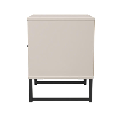 Fluted Bedside Table Off-White 2 Drawers 60cm