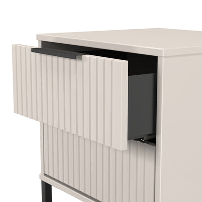 Fluted Bedside Table Off-White 2 Drawers 60cm