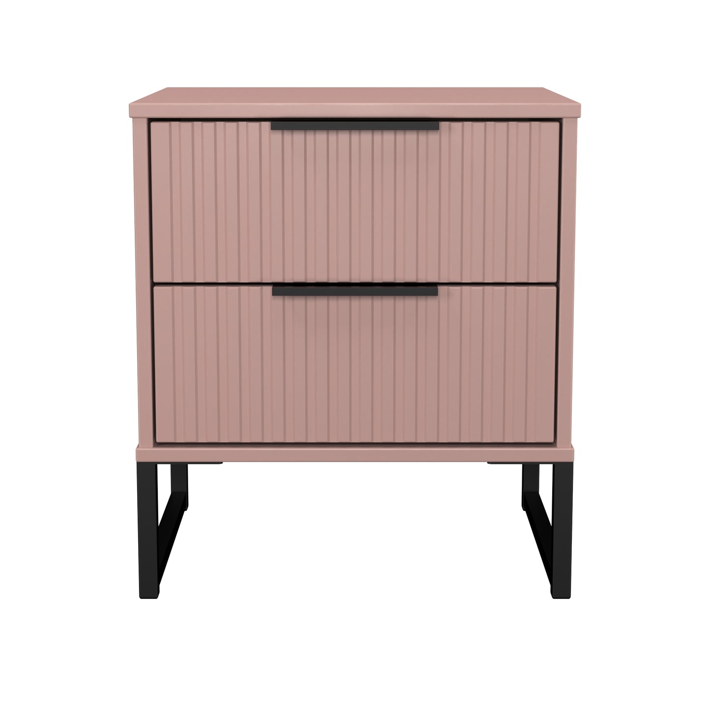Fluted Bedside Table Pink 2 Drawers 60cm