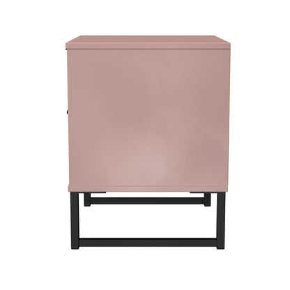 Fluted Bedside Table Pink 2 Drawers 60cm