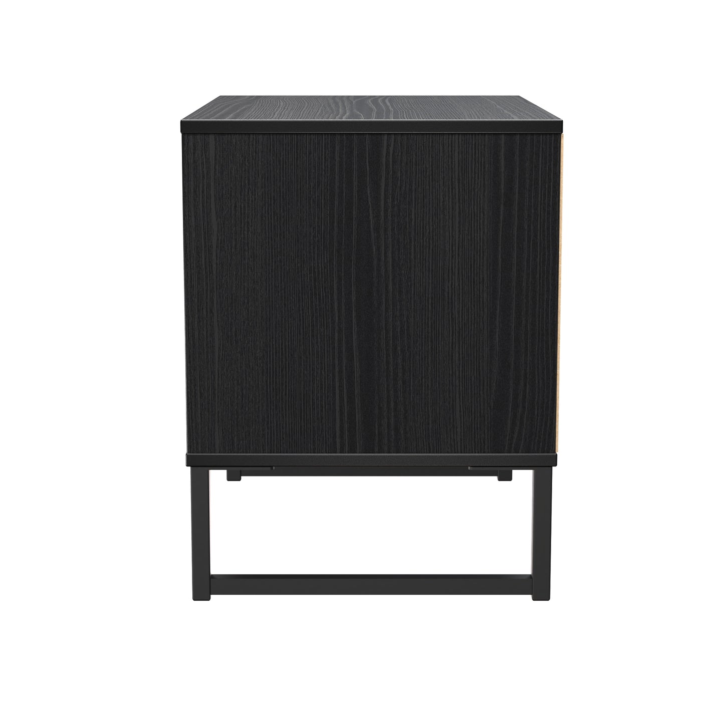 Fluted Side Table Black 2 Drawers 60cm