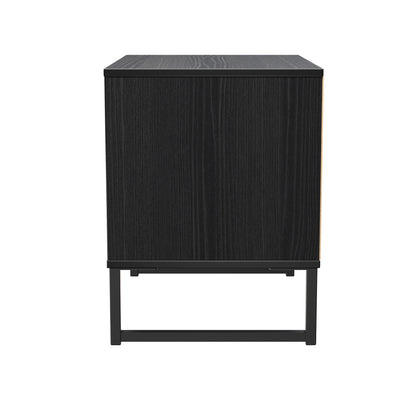 Fluted Side Table Black 2 Drawers 60cm