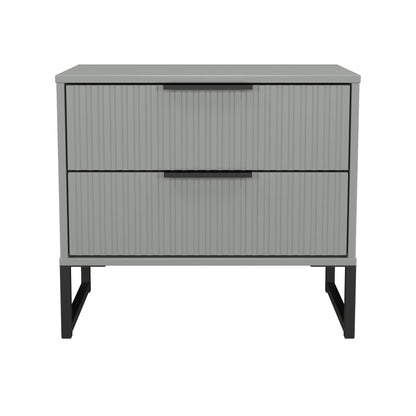 Fluted Side Table Grey 2 Drawers 60cm