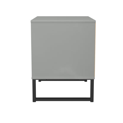 Fluted Side Table Grey 2 Drawers 60cm