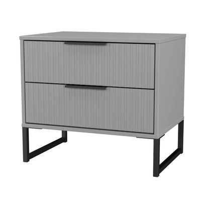 Fluted Side Table Grey 2 Drawers 60cm