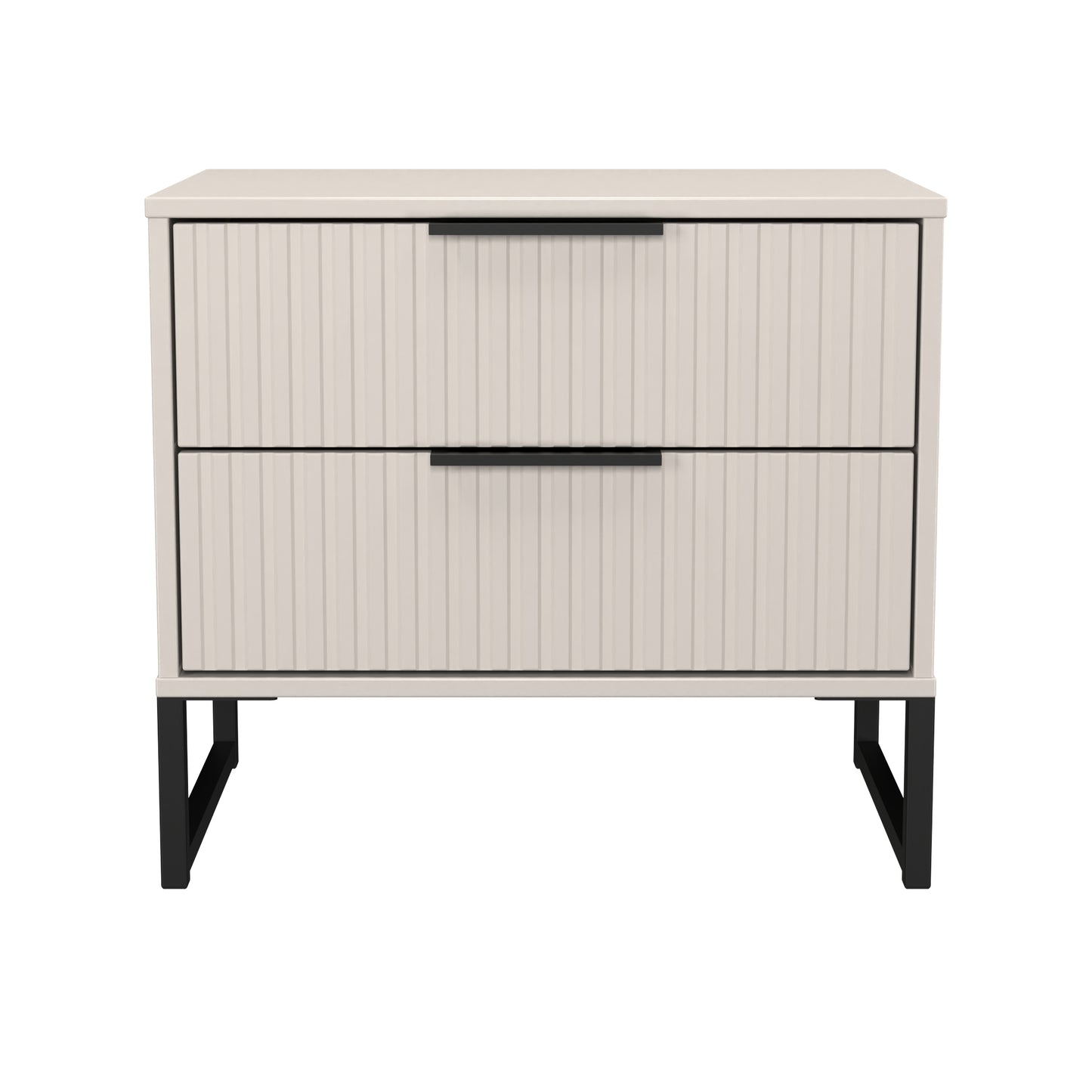 Fluted Side Table Off-White 2 Drawers 60cm