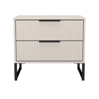 Fluted Side Table Off-White 2 Drawers 60cm