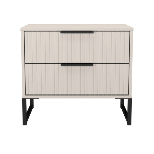 Fluted Side Table Off-White 2 Drawers 60cm