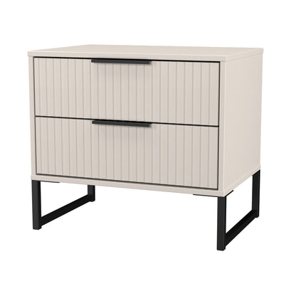 Fluted Side Table Off-White 2 Drawers 60cm