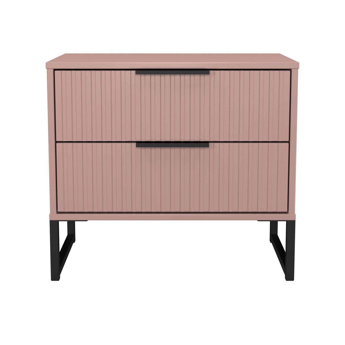 Fluted Side Table Pink 2 Drawers 60cm