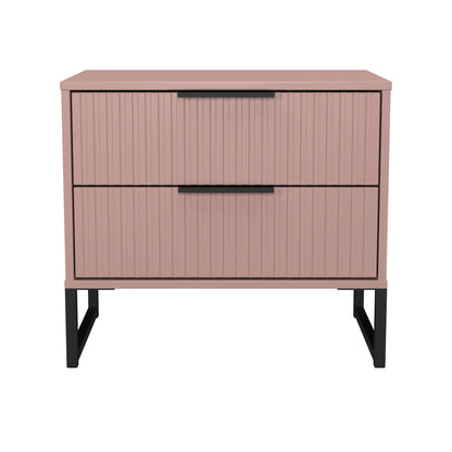 Fluted Side Table Pink 2 Drawers 60cm