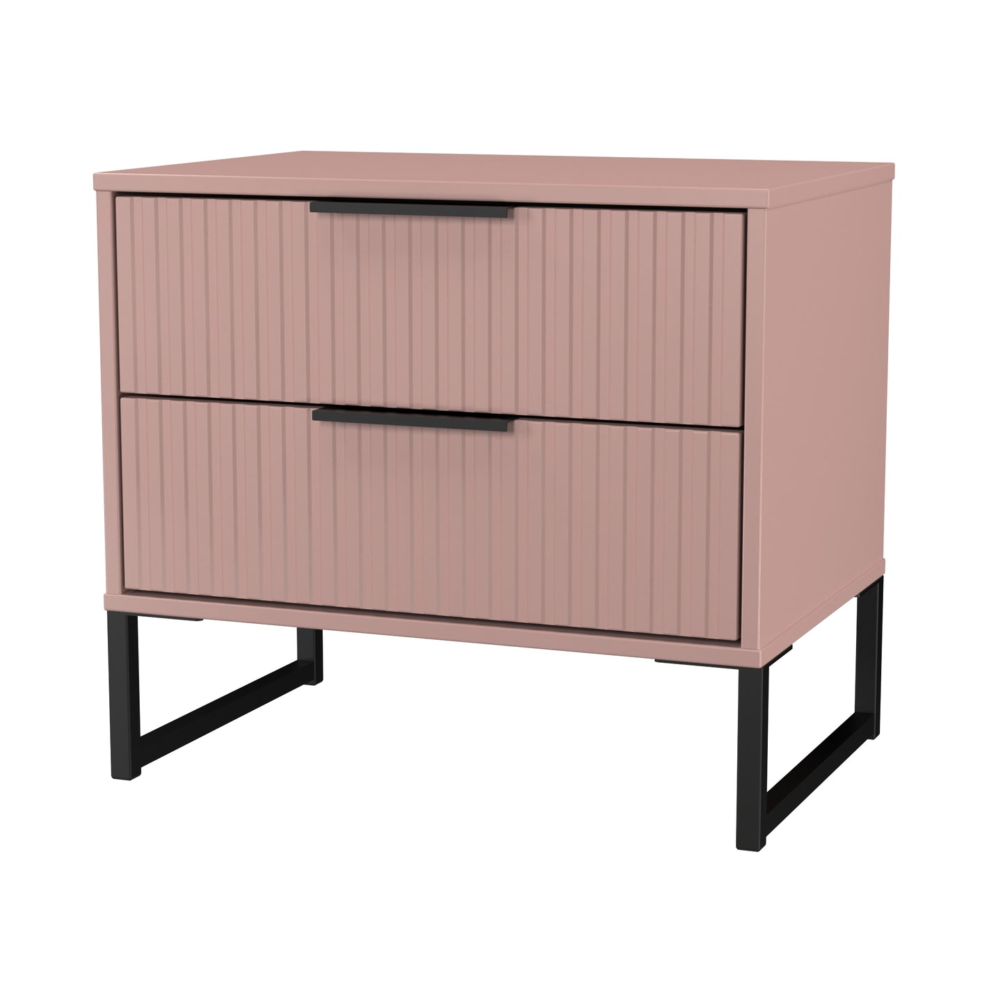 Fluted Side Table Pink 2 Drawers 60cm