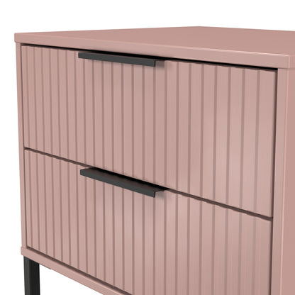 Fluted Side Table Pink 2 Drawers 60cm