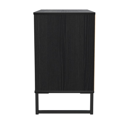 Fluted Chest of Drawers Black 3 Drawers 77cm