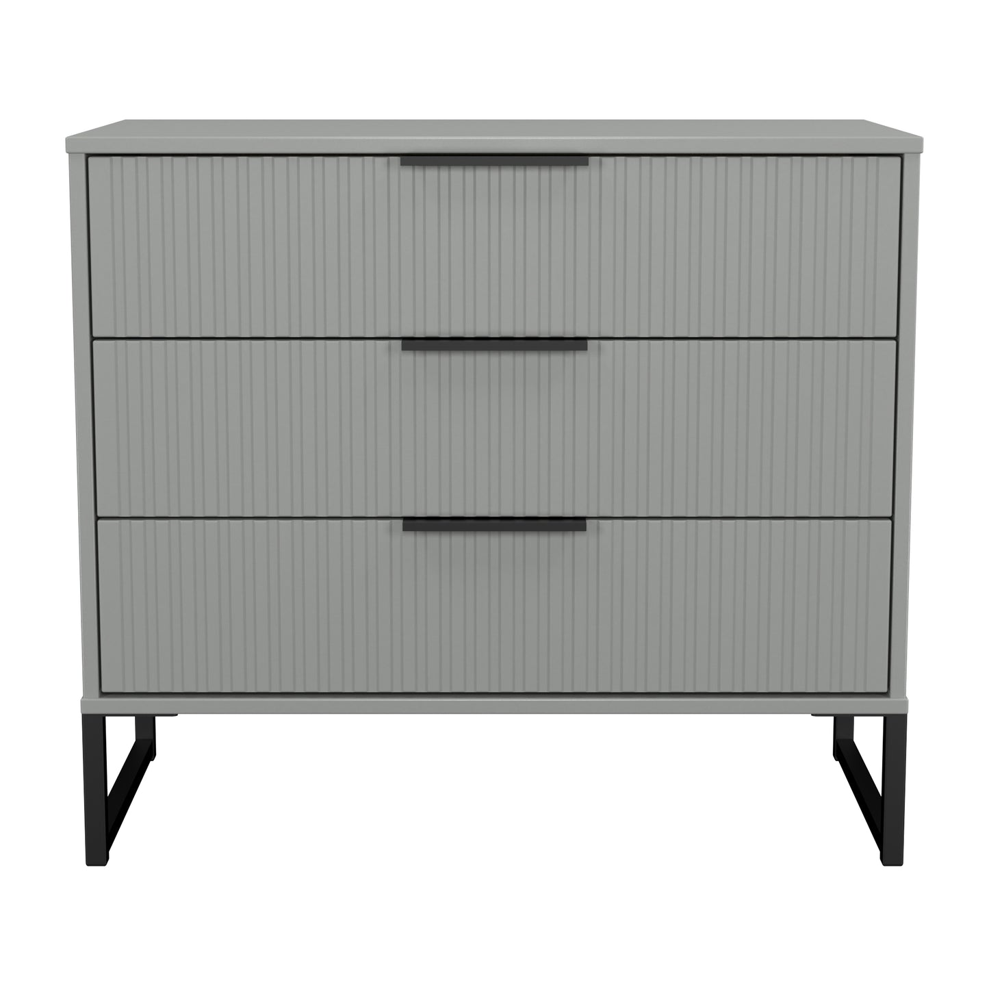 Fluted Chest of Drawers Grey 3 Drawers 77cm