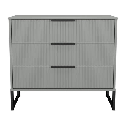 Fluted Chest of Drawers Grey 3 Drawers 77cm