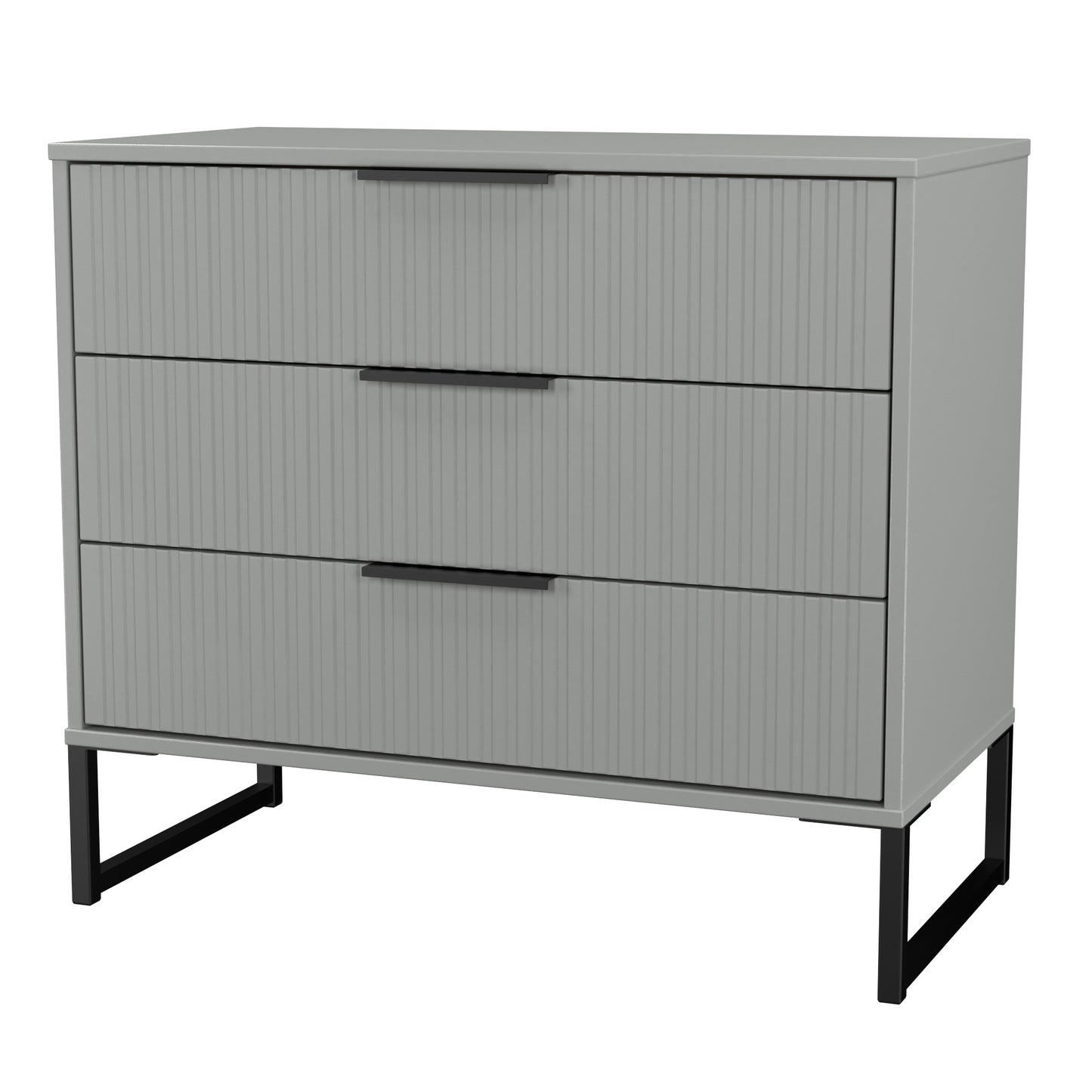 Fluted Chest of Drawers Grey 3 Drawers 77cm