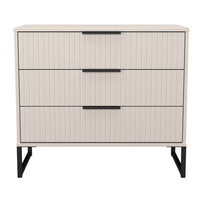 Fluted Chest of Drawers Off-White 3 Drawers 77cm