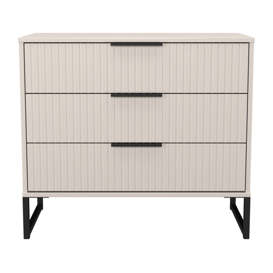 Fluted Chest of Drawers Off-White 3 Drawers 77cm