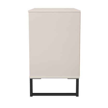Fluted Chest of Drawers Off-White 3 Drawers 77cm