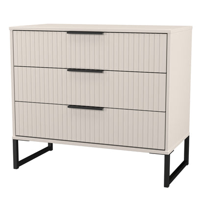 Fluted Chest of Drawers Off-White 3 Drawers 77cm