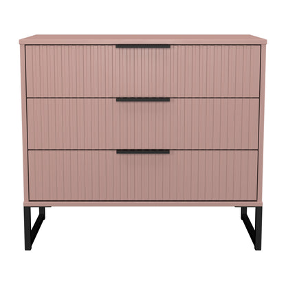 Fluted Chest of Drawers Pink 3 Drawers 77cm