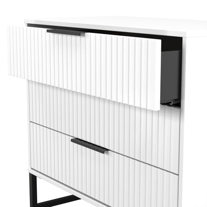 Fluted Chest of Drawers White 3 Drawers 77cm