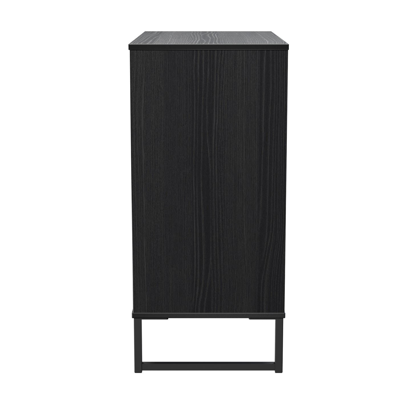 Fluted Chest of Drawers Black 4 Drawers 93cm
