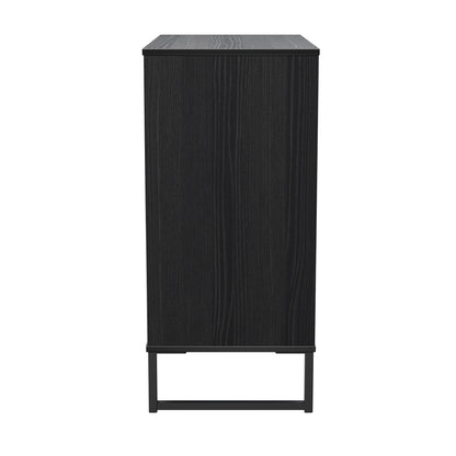 Fluted Chest of Drawers Black 4 Drawers 93cm