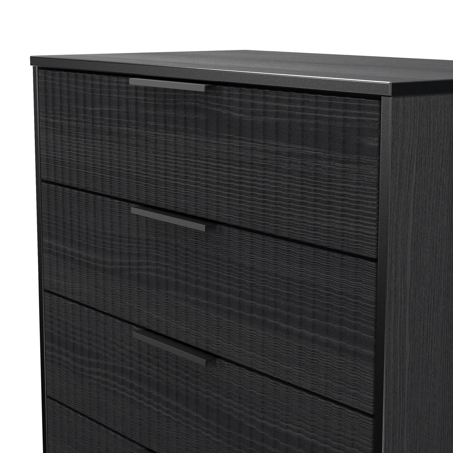 Fluted Chest of Drawers Black 4 Drawers 93cm