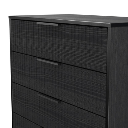 Fluted Chest of Drawers Black 4 Drawers 93cm