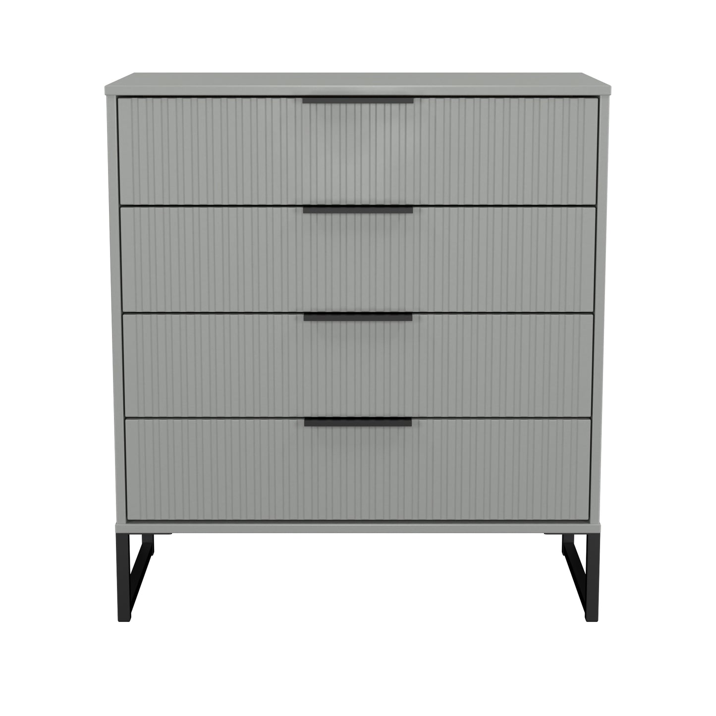 Fluted Chest of Drawers Grey 4 Drawers 93cm