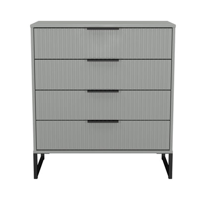Fluted Chest of Drawers Grey 4 Drawers 93cm