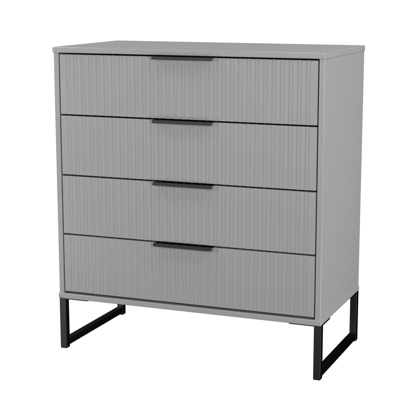 Fluted Chest of Drawers Grey 4 Drawers 93cm