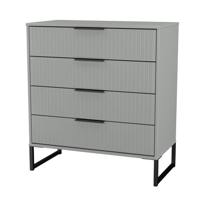 Fluted Chest of Drawers Grey 4 Drawers 93cm