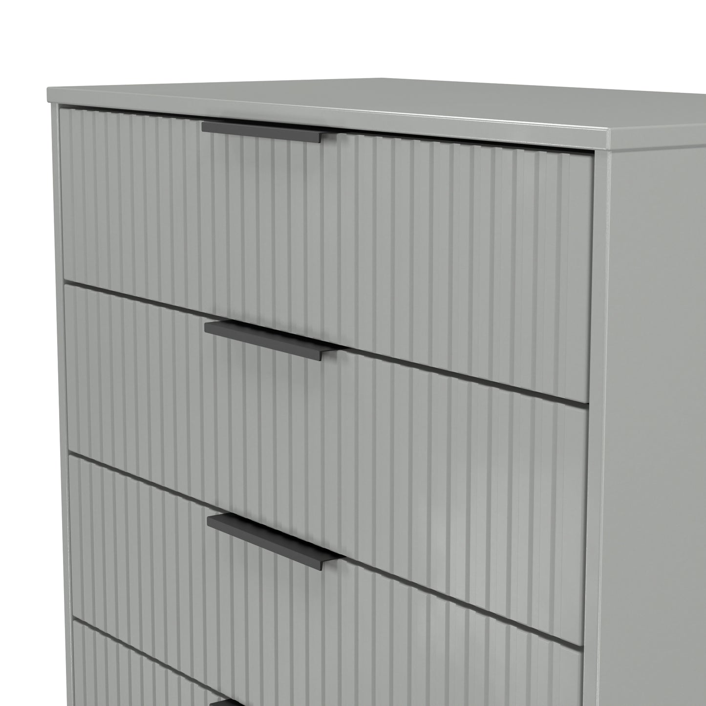 Fluted Chest of Drawers Grey 4 Drawers 93cm