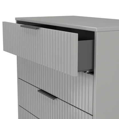 Fluted Chest of Drawers Grey 4 Drawers 93cm