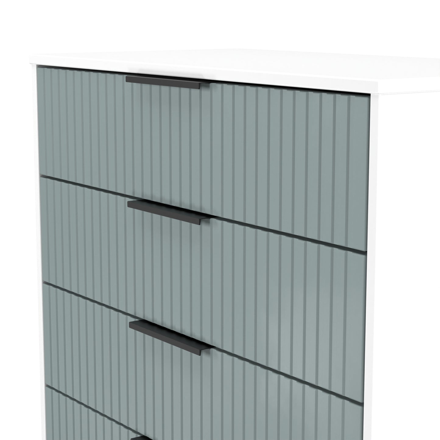 Fluted Chest of Drawers Teal & White 4 Drawers 93cm