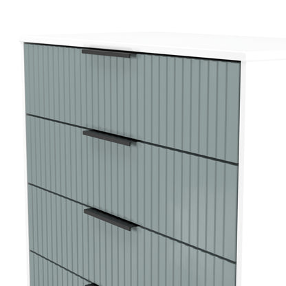 Fluted Chest of Drawers Teal & White 4 Drawers 93cm
