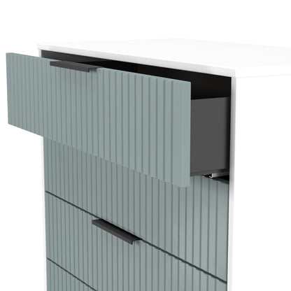 Fluted Chest of Drawers Teal & White 4 Drawers 93cm