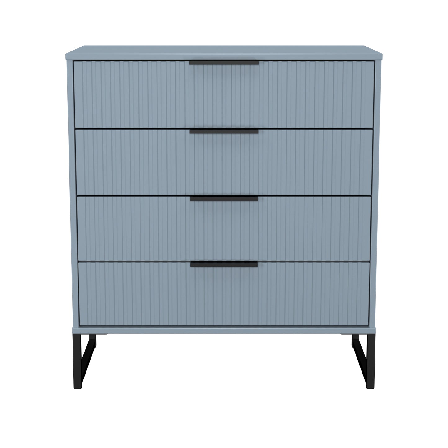 Fluted Chest of Drawers Light Blue 4 Drawers 93cm
