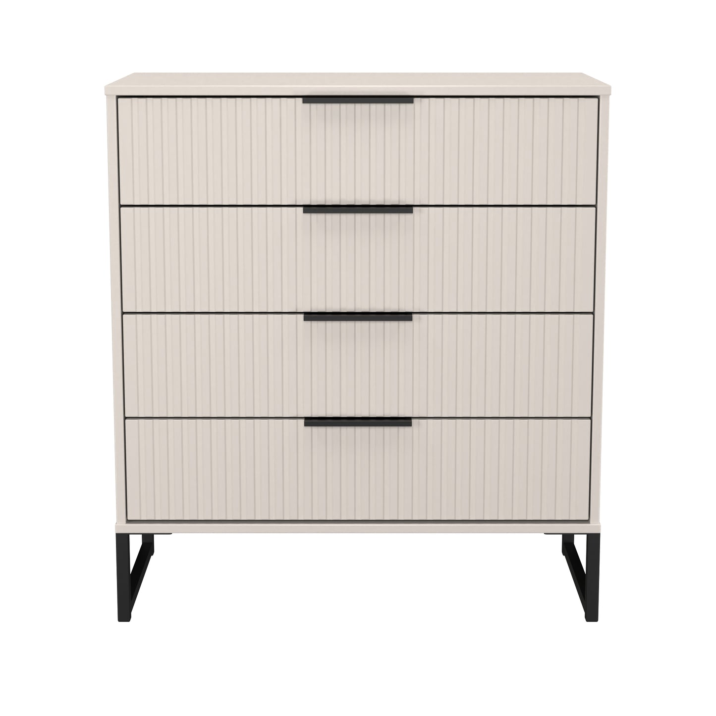 Fluted Chest of Drawers Off-White 4 Drawers 93cm